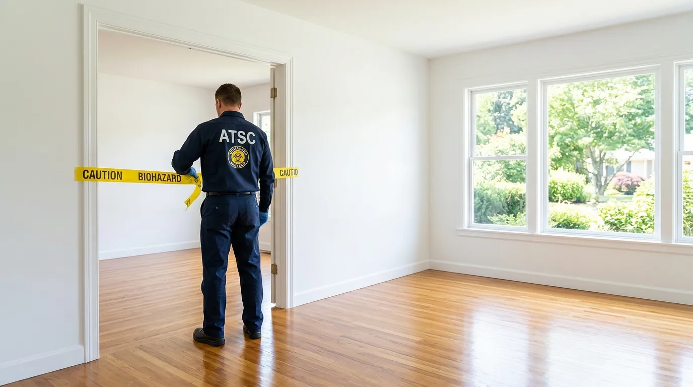 Certified biohazard cleanup crew performing Trauma Scene Cleanup in Piedmont